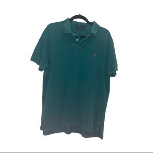 Vintage Blue/Green Polo Shirt with Pink Accent